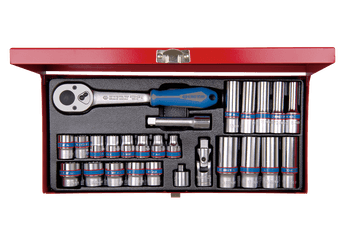 Outils - Outils divers - Coffret douilles 3/8" 12 pans 7 à 19mm + longues 8 à 19mm