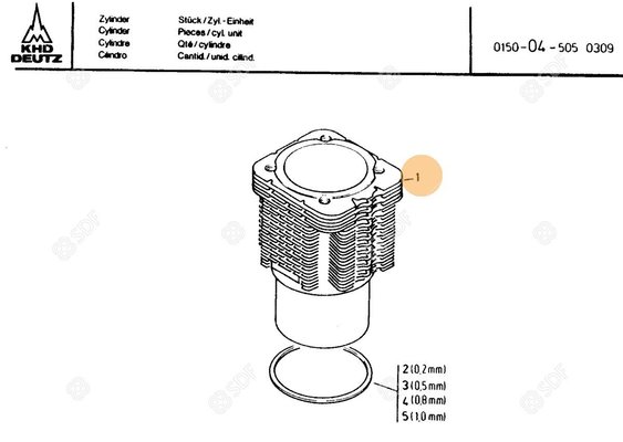 Pièces agricoles - Pieces moteur - CYLINDRE Deutz-Fahr origine