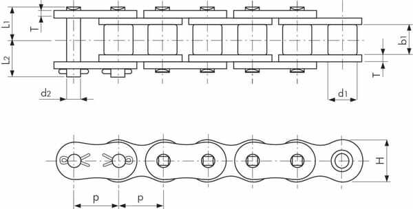 Pièces agricoles - Transmission - Chaîne à rouleaux ASA 60 HT