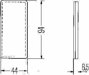 Pièces agricoles - Eclairage - Catadioptre rectangle rouge 94x44mm autocollant