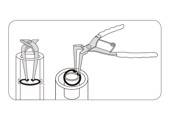 Outils - Outils divers - Pince à circlips intérieurs coudée à 90° 175mm pointes longues