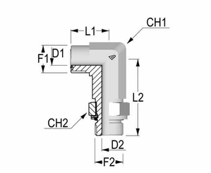 Pièces agricoles - Hydraulique - Knie 90° ORFS 1" M22x1,5