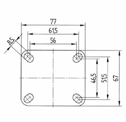 Pièces agricoles - Outils atelier - Roue fixe rigide Ø150x32mm, Fixation de plaque: 77x67mm Load: 100kg Tente