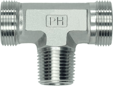 Pièces agricoles - Hydraulique - Raccord en T à filetage mâle 10L x 1/4" BSPT SS