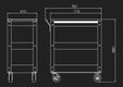 Chariot de 3 étagères + 1 tiroir