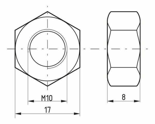 Pièces agricoles - Fasteners - Écrou hexagonal DIN934 M10x1.50 Acier classe 8 Kramp