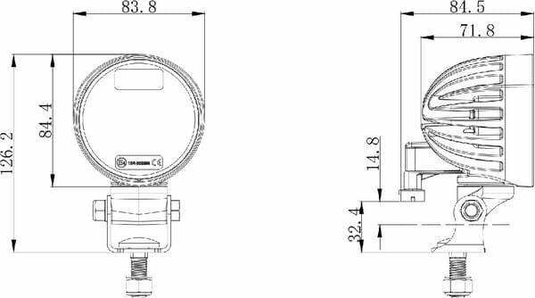 Pièces agricoles - Eclairage - Phare de travail LED 4000lm, rond, blanc, 10/30 V, 84x126x71.8mm, prise AMP, 4 LED, 360 degrés, Kramp