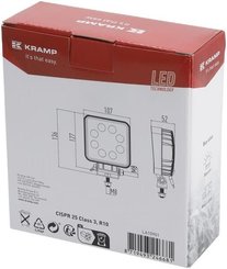 Pièces agricoles - Eclairage - Phare de travail LED, 24W, 2000lm, carrée, blanche, 107x52x136mm, projecteur, Kramp (boîte de 10 pièces)