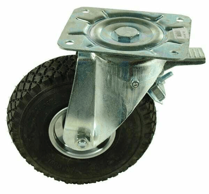 Pièces agricoles - Outils atelier - Roulette pivotante, pneumatique : Ø260x85mm, avec frein, fixation platine : 200x160mm Charge : 180kg, Ro-Carr
