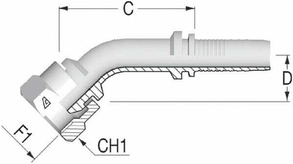 Pièces agricoles - Hydraulique - Raccord DN10-3/8 BSP 45°