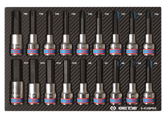 Outils - Outils divers - Module mousse + PP 18 pièces douilles 1/2" Torx--6 pans Mâles