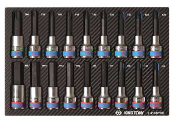 Outils - Outils divers - Module mousse + PP 18 pièces douilles 1/2" Torx--6 pans Mâles