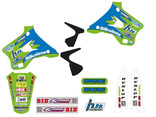 Pièces Quad & Motos - Equipement véhicule - Kit déco complet TECNOSEL Team Kawasaki 1996