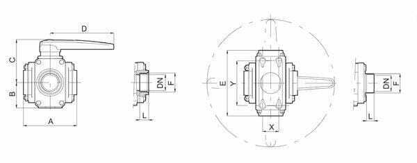 Pièces agricoles - Pièce Pulvérisateur - Bille - soupape 4 voies 2" M