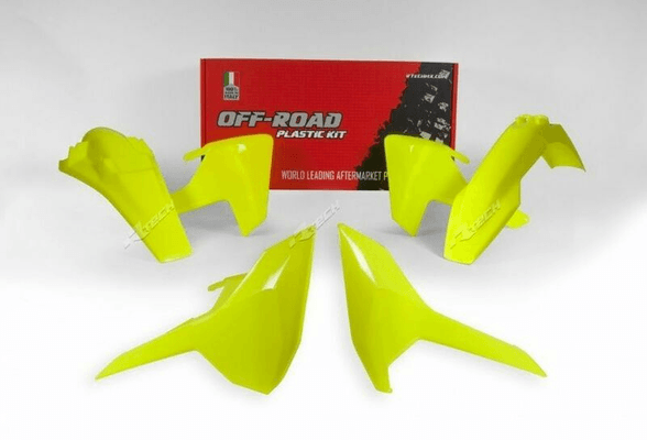 Pièces Quad & Motos - Plastiques - Kit plastique RACETECH jaune fluo Husqvarna TE/FE