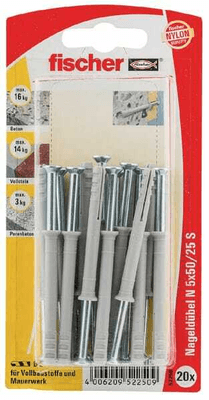 Pièces agricoles - Fasteners - Cheville à clouer avec vis Fischer