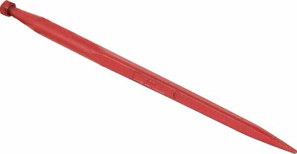 Pièces agricoles - Fenaison & élevage - Dent de chargeur, droite, section carrée 45x980mm, extrémité pointue avec écrou M28x1.5mm, rouge, gopart