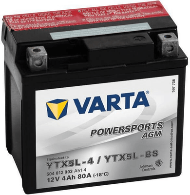 Pièces agricoles - Eclairage - Batterie 12V 4Ah 80A AGM Sports motorisés VARTA