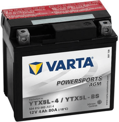Pièces agricoles - Eclairage - Batterie 12V 4Ah 80A AGM Sports motorisés VARTA
