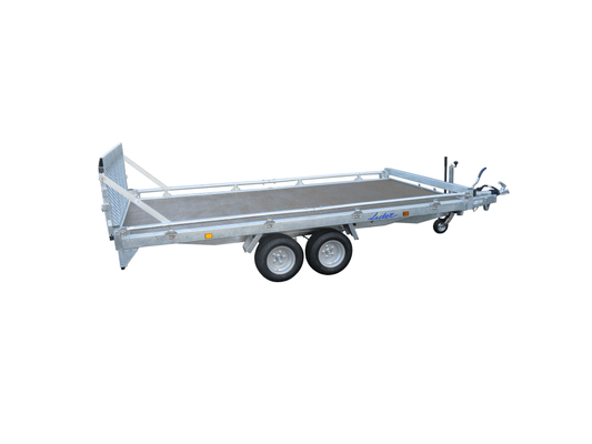 Materiels - Remorque voiture - PLATEAU ROUES DESSOUS 355x180 freiné 2 essieux PTAC 2000 kg