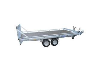 Materiels - Remorque voiture - PLATEAU ROUES DESSOUS 355x180 freiné 2 essieux PTAC 2000 kg
