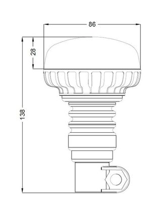 Pièces agricoles - Eclairage - Gyrophare LED, profil bas, 15 W, 12-24 V, verte, montage sur poteau flexible, Ø 86 mm x 138 mm