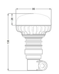 Pièces agricoles - Eclairage - Gyrophare LED, profil bas, 15 W, 12-24 V, verte, montage sur poteau flexible, Ø 86 mm x 138 mm