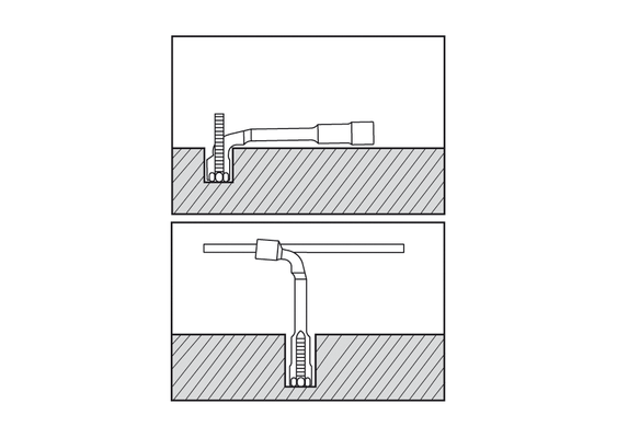 Outils - Outils divers - Clé à pipe débouchée 6x6 pans D: 24mm