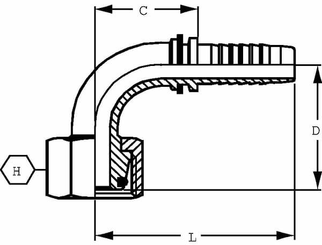 Pièces agricoles - Hydraulique - Raccord à sertir DN08-M18x150-10S 90°