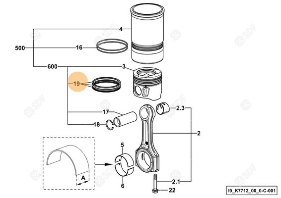 Pièces agricoles - Pieces moteur - JEU DE SEGM.PISTON Deutz-Fahr origine