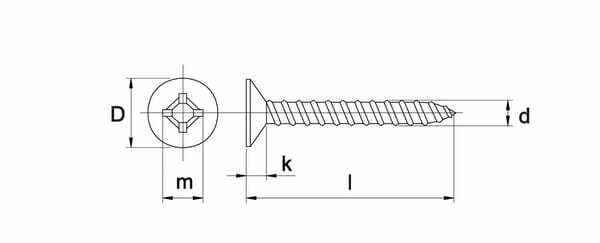 Pièces agricoles - Fasteners - Vis auto-perforante 5.5x22mm PZ3, DIN 7982C Kramp