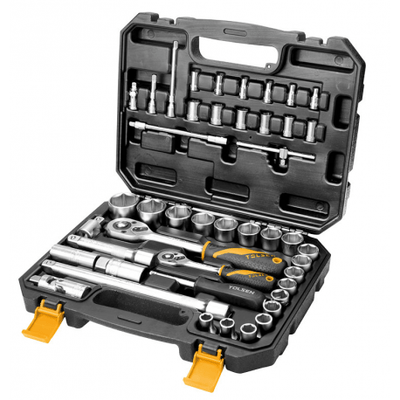 Outillage a main - Clés - COFFRET CLIQUET 1/4 & 1/2 45 PIECES TOLSEN (15142)