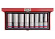 Coffret de douilles longues 1/2", 8 pièces en pouce