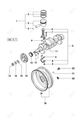 Pièces agricoles - Pieces moteur - JEU DE SEGM.PISTON Deutz-Fahr origine