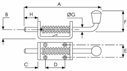 Pièces agricoles - Fasteners - Verrou avec ressort 1/2" diam