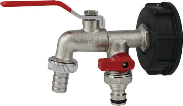 Pièces agricoles - Hydraulique - Adaptateur IBC S60x6 avec double sortie 1/2"