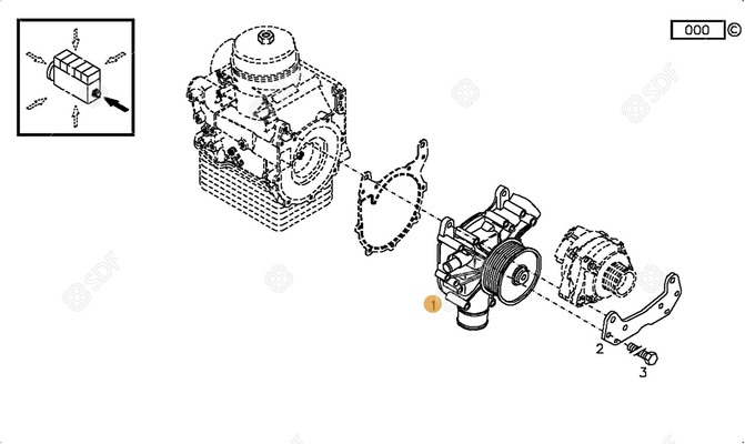 Pièces agricoles - Pieces moteur - POMPE A EAU Deutz-Fahr origine