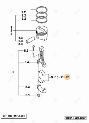Pièces agricoles - Pieces moteur - DEMI-COUSS.DE BIELLE Deutz-Fahr origine