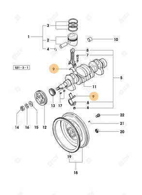 Pièces agricoles - Pieces moteur - COUSSINET DE BIELLE Deutz-Fahr origine
