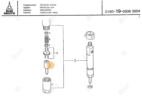Pièces agricoles - Pieces moteur - INJECTEUR Deutz-Fahr origine