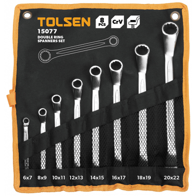 Outillage a main - Clés - KIT 8 CLES POLYGONALES DEPORTEES TOLSEN (15077)