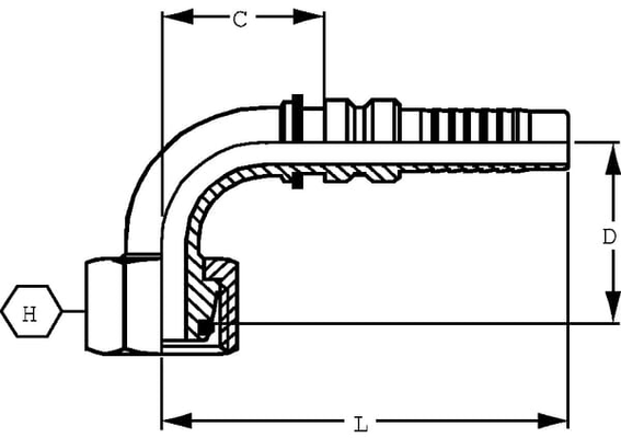 Pièces agricoles - Hydraulique - Raccord à sertir 4SH-DN40-38S-M52x2,0-90°