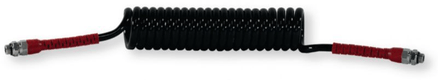 Flexible spiralé noir et rouge pneumatique polyuréthane avec adaptateurs 16x150 longueur 4m étirement max 4,8m 21 spires de diam