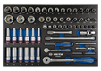 Module mousse + PP 60 pièces douilles 1/4 & 1/2" et accessoires