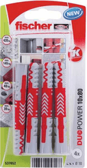 Pièces agricoles - Fasteners - Chevilles tous matériaux DuoPower 10 x 80 sans vis / Blister de 4