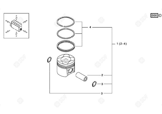 Pièces agricoles - Pieces moteur - JEU DE SEGM.PISTON Deutz-Fahr origine