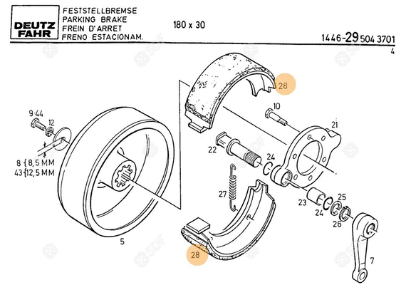 Pièces agricoles - Freinage - MACHOIRE DE FREIN Deutz-Fahr origine