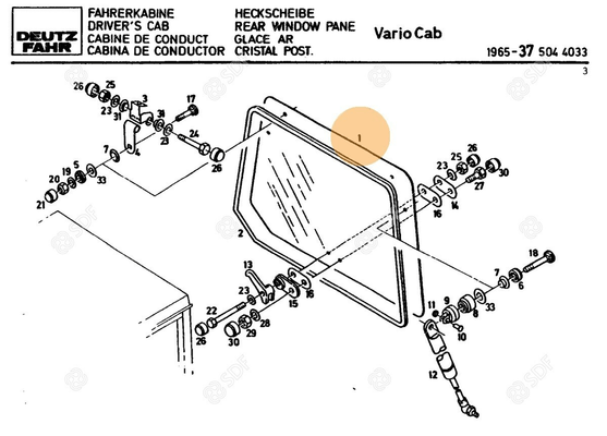 Pièces agricoles - Glaces et vitres - VITRE-GLACE Deutz-Fahr origine