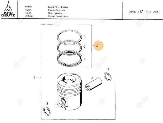 Pièces agricoles - Pieces moteur - JEU DE 3 SEGMENTS Deutz-Fahr origine
