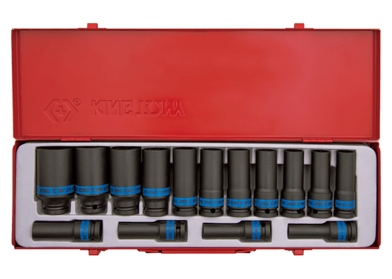 Outils - Outils divers - Coffret de douilles longues choc 1/2" 15pcs version 21-24-27-30-32mm